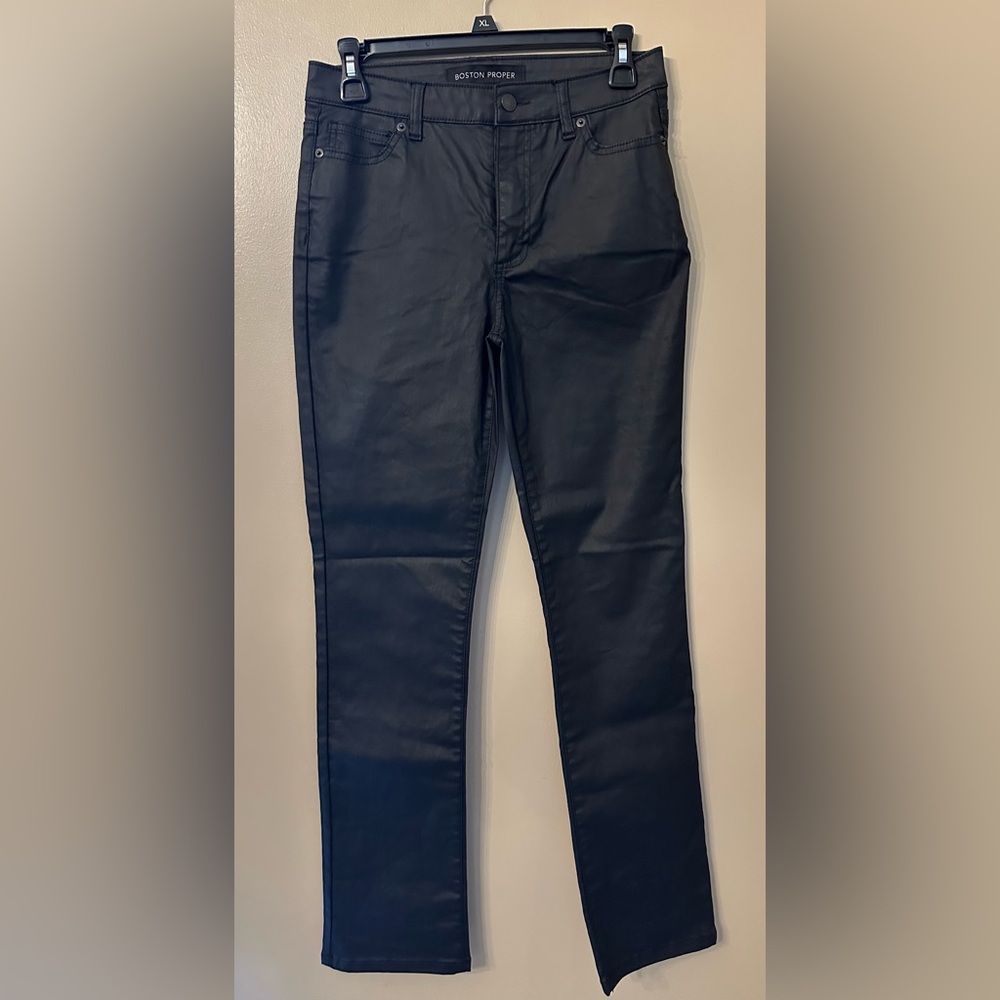 Women’s Boston Proper High Rise Coated Black Pant - Size 2